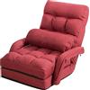COSTWAY Poltrona Divano con 5 Livelli Regolabili, Sedia da Terra con Braccioli e Cuscino, Struttura in Acciaio, Multifunzione e Pieghevole per Soggiorno Camera da Letto, 55x66x71 cm (Rosso)