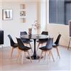 GrandCA HOME Set Tavolo da Pranzo Moderno con 6 Sedie, Tavolo da Pranzo Rotondo in MDF Nero da 110 cm + 6 Sedie da Cucina Nero