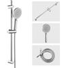 Auralum Asta Doccia con Soffione,Set Doccia con Asta Doccia Saliscendi in acciaio inox(70cm),Inox Tubo Flessibile (150cm) e Soffione (4 Funzioni,12.7cm) con Supporto,Cromato