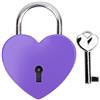 HEEPDD Cuore con lucchetto, mini lucchetto in metallo colorato con chiave per scatola di gioielli Scatola di immagazzinaggio Diario Libro 45x59mm(Viola)