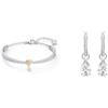 Swarovski Bracciale rigido Lifelong Heart, Cuore, Bianco, Mix di finiture & Orecchini pendenti Attract, Taglio Pear, Bianchi, Placcato rodio