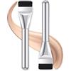 Qianyu 2 pennelli per contorni piatti, ultra sottili, per il trucco, correttore, fondotinta, pennello piatto per fard, per donne, ragazze, donne, cipria, liquido (argento)