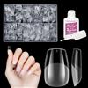 Venares Unghie Finte Trasparenti Corte a Bara, Venares 500 Pezzi Punte per Unghie in Acrilico per Estensioni in Gel, 12 Misure Kit di Estensione Punte per Unghie in Gel Morbido Set di Unghie Finte Trasparenti