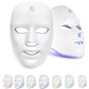 TAOZHUGONG Maschera a LED a 7 colori, maschera per il viso a LED, maschera per terapia della luce, maschera per terapia fotonica, maschera per la bellezza per il viso (bianco)