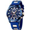 MEGALITH Orologio Uomo Cronografo Sportivo Orologio da Polso Impermeabile Blu Moda Design Orologi Uomo Quadrante Grande Analogico Calendario Luminosi con Cinturino in Gomma