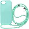 Ququcheng Cover Compatible con iPhone 16e(6.1),Cellulare Girocollo Custodia con Cordino TPU corda Silicone Case Bumper per iPhone 16e(6.1) Custodia-Verde