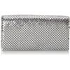 Jessica McClintock Borsa da sera in rete metallica, 11,4 x 19,1 x 5,1 cm, tracolla inclusa, argento, Einheitsgröße