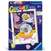 Ravensburger CreArt: Animali nello Spazio - Dipingere con i Numeri per Bambini 7+ Anni, Kit Pittura con Tavole, Cornice, Pennello e Colori Inclusi, 14 x 19 cm, Idee Regalo