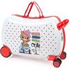 ITACA - Valigia Bambina Con Seduta Comoda Trolley Cavalcabile Con Ruote Girevoli Valigia Per Bambini Leggera Colorata Design Giocoso Viaggi Divertenti Per Piccoli, Carino