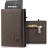 TENBST Portafoglio Uomo Slim Piccolo | Porta Carte di Credito con RFID Protection Anticlonazione | Portatessere Portafogli Uomo Portamonete e Contanti | Regalo Uomo | Marrone