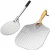 Antech Set 2 Pcs.- Pala per pizza forata 35 x 30 + Paletta Pizza In Alluminio 20 Cm., progettate per una migliore pizza al piatto, Paletta ruota Pizza, Pala pizza Professionale - pala per forni - Orso Chef