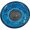 Kaladia Piatto da grattugiare in ceramica, per zenzero, parmigiano, ecc., blu e nero, diametro: 12 cm, realizzato a mano e dipinto a mano, prodotto in Spagna