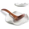 ZYJBD 2 pezzi 2 in 1 Poggiamestolo in Ceramica,porta cucchiaino da caffè,Porta Mestoli e Posate da Cucina,Porta gioielli in ceramica,Repose per Cucchiai e Utensili,Lavabile in Lavastoviglie (Bianco)