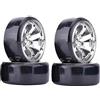 KINGCOO RC Drift - Set di 4 ruote e pneumatici per auto, 63 mm, cerchi in plastica dura per corsa su strada 1/10, pezzi di ricambio per HSP Tamiya HPI Kyosho (argento)