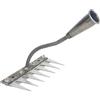 Generic Rastrello da giardino in acciaio al carbonio a 5/6/7/8 denti, strumento resistente per diserbo e diserbo del suolo per prato, cortile e fattoria, struttura in ferro resistente con manico ergonomico
