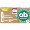 o.b. Organic Normal (16 pezzi), tamponi in 100% cotone biologico con scanalature curve per giorni medi/più forti, valutati "molto buono"*, per una protezione affidabile durante il periodo