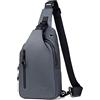 FANDARE Casual Zaino Monospalla Zaino Spalla Borsa a tracolla con USB Uomo Affari Sling Bag Ultraleggero Borsello a tracolla per Trekking Ciclismo Viaggio Impermeabile Poliestere Grigio