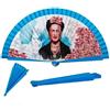 DRW Ventaglio in Legno Decorato con L'Immagine di Frida Khalo con Fiori, tonalità Blu, Medidas: 42 cm