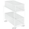 WENKO Scaffale divisorio Gioma, pregiato portaoggetti a 2 ripiani e cestello estraibile per armadietto o piano cucina, scaffale in metallo verniciato a polvere, 35 x 33,5 x 18,5 cm, bianco