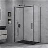 doporro Box Doccia Angolare con Parete Fissa e Porta Scorrevole Reversibile 90x100x195 cm Vetro Temperato Trasparente 8 mm Anticalcare Profilo Nero - Ravenna18K