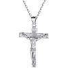 ChicSilver Collana Crocifisso Gesù Ciondolo Croce Cristiano Argento 925 Ciondolo Religioso Amuleto Protezione Portafortuna con Confezione Regalo