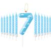 mciskin Candele di compleanno blu e bianche, motivo nuvole bianche cielo, candele numero 7, adatte per feste di bambini, feste di compleanno per bambini, attività a tema dei bambini