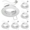 ledscom.de 6 pezzi cornice da incasso a soffitto FERE, rotonda, bianco lucido (LED/alogeni/MR16/50mm) incl. presa GU5.3