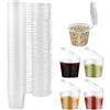 Miayical Bicchieri da Salsa in Plastica da 25ml,Mini Tazze Rotondi con Coperchio,Scatola per Salsa Chutney Trasparente,50pc Contenitori Ermetici per Sughi per Conservare Condimento E Piccoli Oggetti