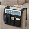 volumoon Organizer per Bracciolo Divano, Antiscivolo Organizzatore di Braccioli per Poltrona, Portaoggetti da Appendere per Letto o Divano, per ipad, Tavoletta, Riviste, Cellulare, Occhiali (Nero)