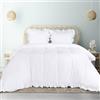 Utopia Bedding Copripiumino a Volant Una Piazza e Mezza - Microfibra Copripiumino 200x200cm + Federe 80x80cm - Bianco