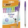 BIC Cristal Fun Colors Penne a Punta larga (1,6 mm) - Colori assortiti, confezione da 10