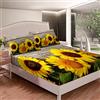 Loussiesd set di lenzuola con motivo floreale botanico stampato per bambini e donne, adulti, fiori gialli, set di biancheria da letto con angoli in legno, 3 pezzi per letto matrimoniale
