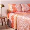Bassetti Granfoulard Completo Letto Matrimoniale Lenzuola Raso di Puro Cotone Lenzuolo Sopra + Sotto con Angoli Maxi + 2 Federe (ISOLABELLA ARANCIO)