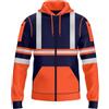NOROZE Felpa da Uomo Hi-Viz con Zip Frontale con Nastro Riflettente ad Alta visibilità Cappotto di Sicurezza con Cerniere utilità per Telefono e Tasche Felpa (XL, Stile 3: Verde Fluo/Blu Marino)