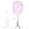 AOOWU Racchetta Zanzare Elettrica, 3800V 2 in 1 Scacciamosche Elettrico, con USB Base di Ricarica e Lampada UV, Protezione Maglia a 3 Strati, Efficace Contro insetti per Casa Giardino Cucina e Esterno