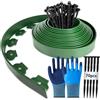 YushengTai Bordo flessibile per prato in plastica, 15 m (L) x 5 cm (A) bordure per prato bordatura per aiuole, con 70 ancoraggi per terra + 1 paio di guanti (Verde)