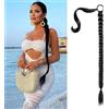 JAONLD Lunga Estensione Coda di Cavallo 80cm, Lunga Coda di Cavallo Intrecciata con Cravatta Capelli, Treccia Finta Capelli, Morbidezza Naturale per le Estensioni dei Capelli Delle Donne (Nero)