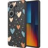 SEAHAI Cover per Xiaomi Redmi Note 14S 4G/Redmi Note 13 Pro 4G/POCO M6 Pro, Custodia Ultra Sottile in Silicone con Modello Animale di Fiori Carini, Elegante Matte TPU Antiurto Case - Nero S04