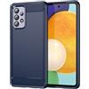 owlhold Cover per Samsung Galaxy A52 4G/5G / A52S 5G, Custodia Spazzolata e Fibra di Carbonio Morbido Silicone TPU Slim Fit Case, Antiurto, Antigraffio, Antiscivolo, Protezione Grado Militare, Blu