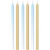 Bigiemme Candela ombre 12 cm - 6 pezzi - azzurro e oro