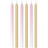 Bigiemme Candela ombre 12 cm - 6 pezzi - rosa e oro