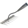 Generic Rastrello da giardino in acciaio al carbonio a 5/6/7/8 denti, strumento resistente per diserbo e diserbo del suolo per prato, cortile e fattoria, struttura in ferro resistente con manico ergonomico