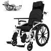 Daychape Sedia a Rotelle Pieghevole, sedia a rotelle da trasporto leggera e con poggiatesta, con schienale reclinabile Sedia a rotelle da viaggio portatile, scooter per adulti, per la mobilità di disabili e an