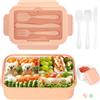 Cozary Porta Pranzo,Lunch Box con Posate, 1400ml Bambino Adulto Bento Box con 3 Scomparti, Schiscetta Contenitore Pranzo per Microonde Lavoro Picnic Ufficio