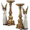 DRW Set 2 candelabri angioletti in resina dipinti a mano 21 x 14 x 41 cm