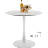 VEVOR Tavolo da Pranzo Rotondo da 800 mm Tavolo in Legno, Carico 113,4 kg Mobili Circolari Moderni, con Base a Piedistallo in Design Tulipano, per Cucina di Casa Soggiorno, Bianco, Solo Tavolo