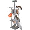 Wintem Tiragraffi XXL 170cm con Doppia Cuccia per Gatti Adulti, Albero Giochi in Sisal e Peluche, Piatteforme Relax, Ampio e Sicuro per il Massimo Divertimento dei Gatti Grigio