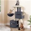 Hzuaneri Tiragraffi per Gatti, 98cm Alberi tiragraffi con trespolo, L, Adatto a gatti fino a 7 kg di peso, 2 Grotte per Gatto, 3 pali in sisal, Amaca, Grotta, Grigio Scuro MS10018SG