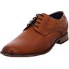 bugatti Uomo Scarpa bassa business in pelle, derby con rifinitura a mano e traforatura, Marrone, 44 EU