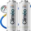 Climéo 2 x 400 ml e tubo con manometro, ricambio ecologico per il refrigerante R134a/R12, riempimento autonomo del condizionatore d'aria
